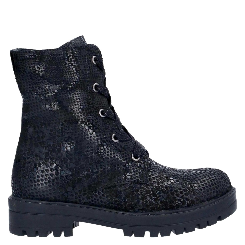 GIOSEPPO Girls Black Leather Combat Boots 1/32 EUC